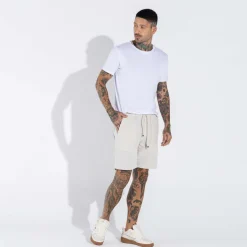 Calças E Bermudas>Basico.com Bermuda Algodão Eco Masculina - Bege Areia