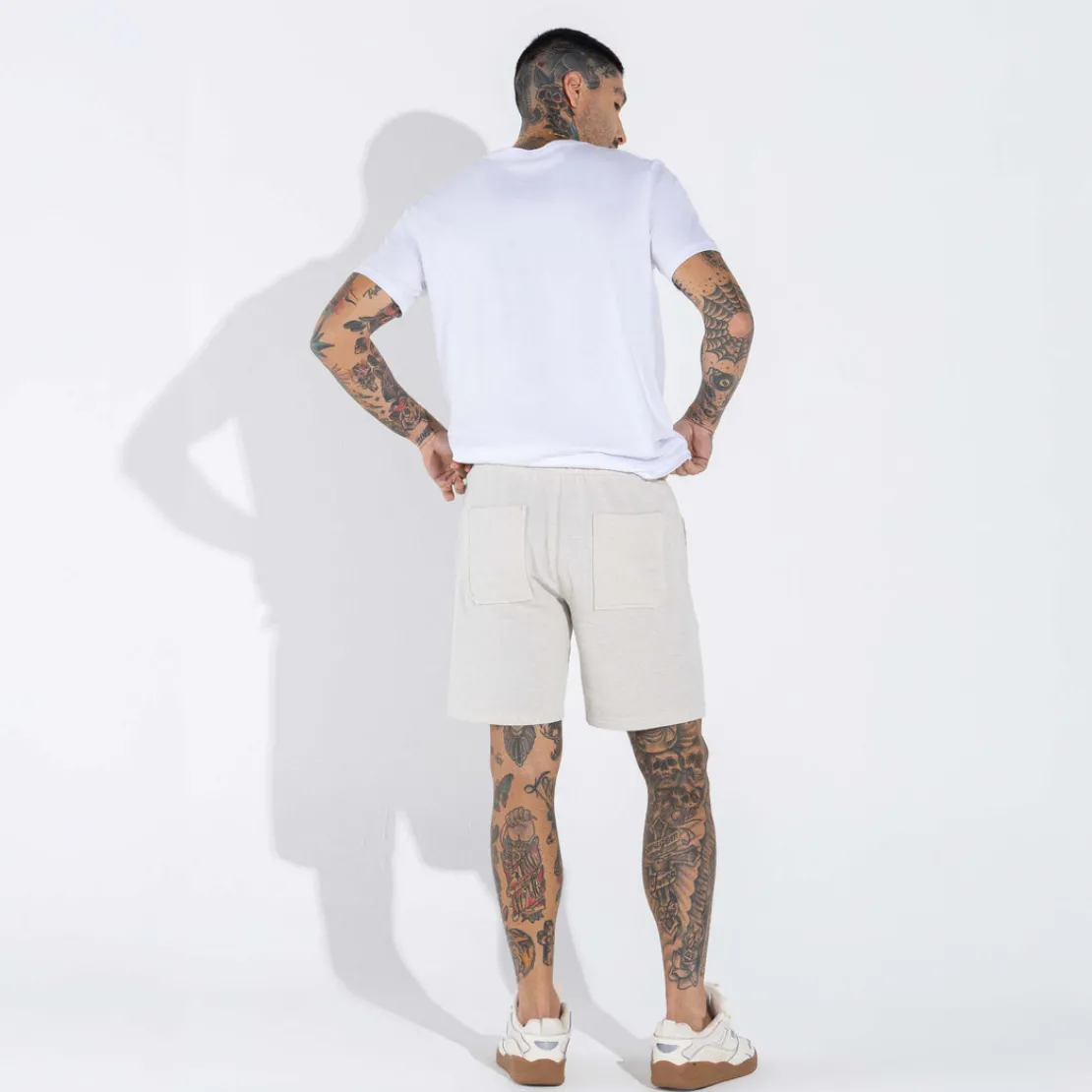 Calças E Bermudas>Basico.com Bermuda Algodão Eco Masculina - Bege Areia