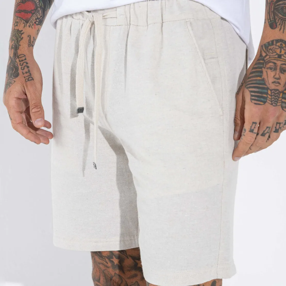 Calças E Bermudas>Basico.com Bermuda Algodão Eco Masculina - Bege Areia