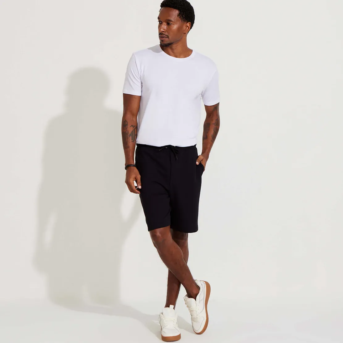 Calças E Bermudas | Masculino>Basico.com Bermuda Amarração Masculina - Preto