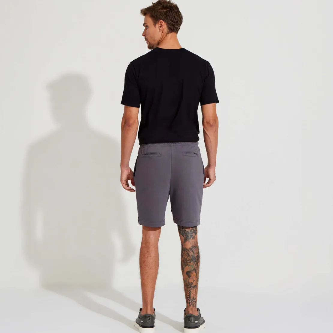 Calças E Bermudas>Basico.com Bermuda Amarração Masculina - Cinza Granito