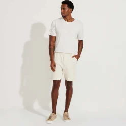 Linho | Calças E Bermudas>Basico.com Bermuda Blend Linho Masculina - Natural