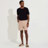 Linho | Calças E Bermudas>Basico.com Bermuda Blend Linho Masculina - Bege Amêndoa