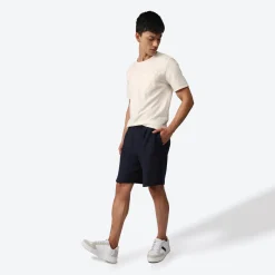 Linho | Calças E Bermudas>Basico.com Bermuda Blend Linho Textura Masculina - Azul Marinho