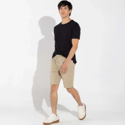 Algodão Egípcio | Calças E Bermudas>Basico.com Bermuda Everyday Algodão Egípcio Cós Elástico - Khaki