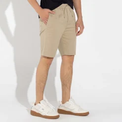 Algodão Egípcio | Calças E Bermudas>Basico.com Bermuda Everyday Algodão Egípcio Cós Elástico - Khaki