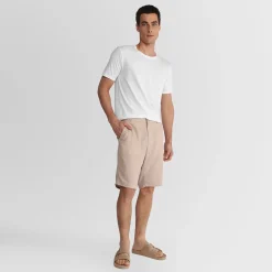 Linho | Calças E Bermudas>Basico.com Bermuda Linho Masculina - Bege