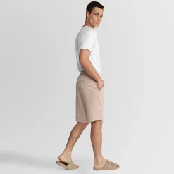 Linho | Calças E Bermudas>Basico.com Bermuda Linho Masculina - Bege