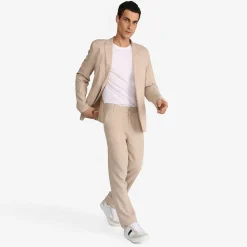 Linho>Basico.com Blazer Linho Masculino - Bege Natural