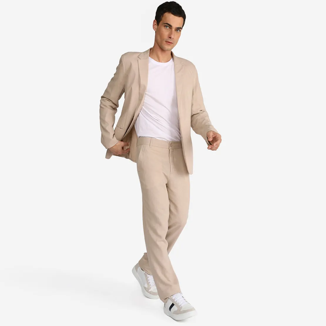 Linho>Basico.com Blazer Linho Masculino - Bege Natural