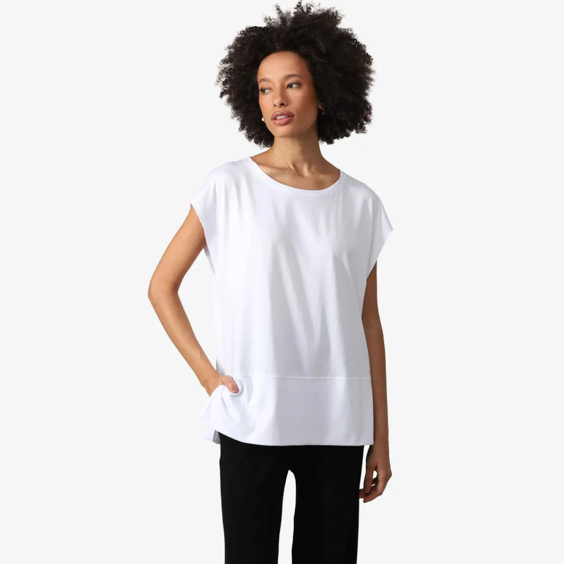 Blusas E Casacos | Algodão Pima>Basico.com Blusa Algodão Pima Ampla Feminina | Life Collection - Branco