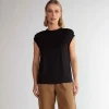 Blusas E Casacos | Camisetas>Basico.com Blusa Algodão Ultraleve Franzida Feminina - Preto