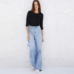 Blusas E Casacos | Viscose>Basico.com Blusa Canelada Viscose Manga 3/4 Feminina - Preto