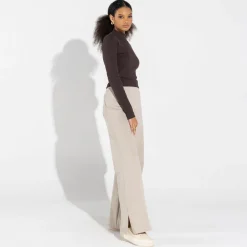 Blusas E Casacos | Blusas>Basico.com Blusa Canelado Algodão Gola Alta Feminina - Marrom