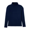 Camisetas>Basico.com Blusa Canelado Algodão Gola Rolê Feminina - Azul Marinho