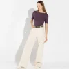 Blusas E Casacos | Blusas>Basico.com Blusa Cotton Pima Decote Canoa Feminina | Life Collection - Roxo Ameix