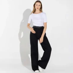 Blusas | Blusas E Casacos>Basico.com Blusa Cotton Pima Decote Canoa Feminina | Life Collection - Branco