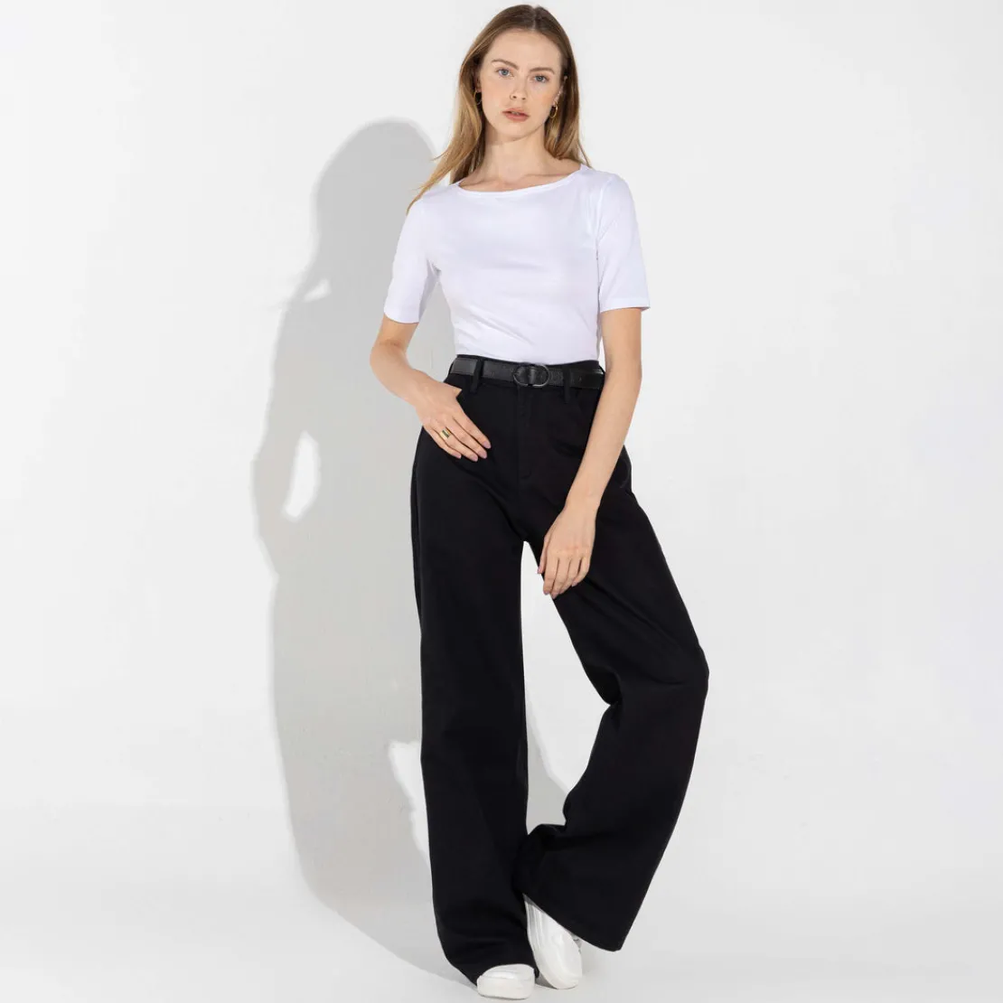 Blusas | Blusas E Casacos>Basico.com Blusa Cotton Pima Decote Canoa Feminina | Life Collection - Branco