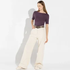 Blusas E Casacos | Blusas>Basico.com Blusa Cotton Pima Decote Canoa Feminina | Life Collection - Roxo Ameix