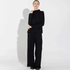 Blusas E Casacos | Blusas>Basico.com Blusa Dense Viscose Manga Longa Feminina - Preto