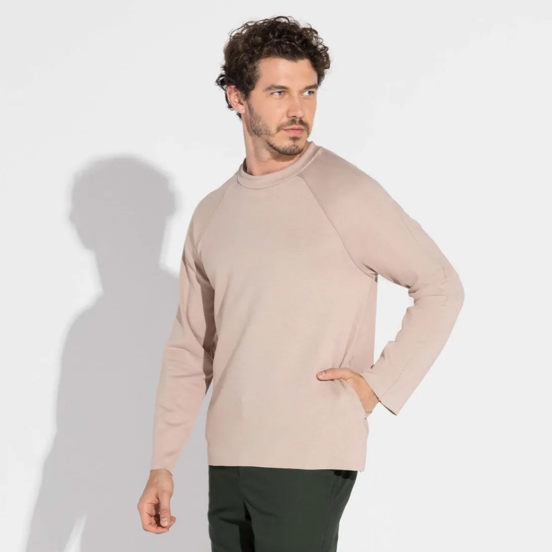 Blusas | Jaquetas E Casacos>Basico.com Blusa Dense Viscose Masculino - Bege Amêndoa