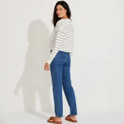 Jaquetas E Casacos>Basico.com Blusa Listras Manga Longa Feminina - Natural
