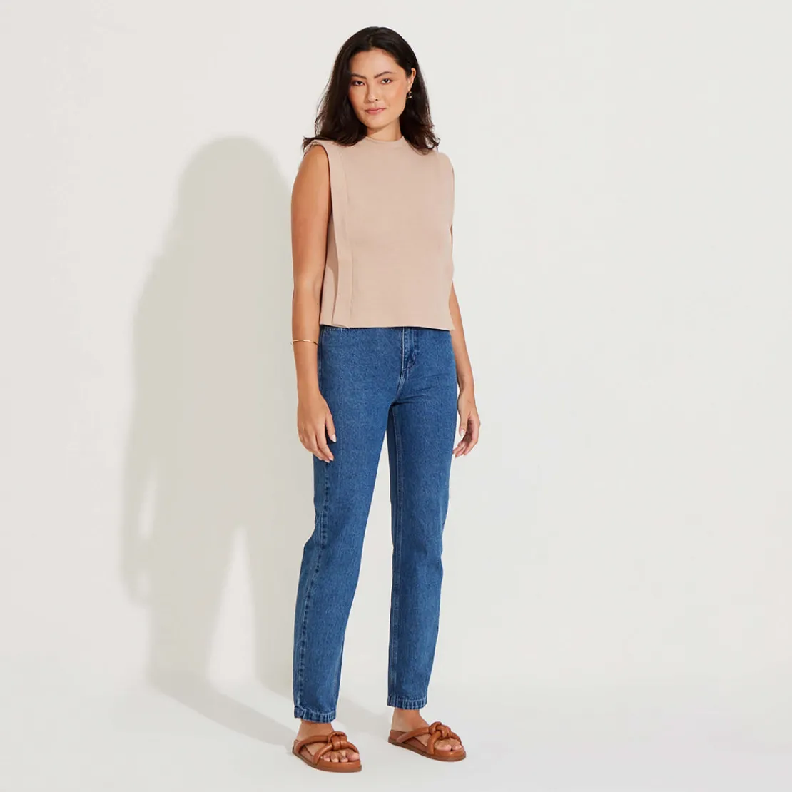 Blusas E Casacos | Tricot>Basico.com Blusa Malha Tricot Feminina - Bege Camel