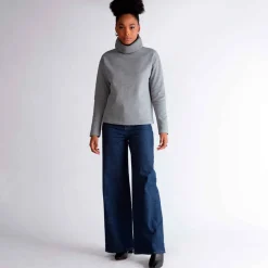 Moletons | Moletons>Basico.com Blusa Moletom Felpa Gola Rolê Feminina - Mescla Escuro