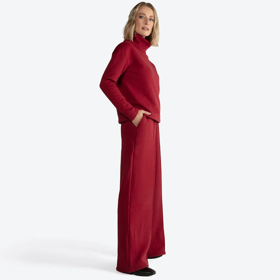Moletons | Moletons>Basico.com Blusa Moletom Felpa Gola Rolê Feminina - Marsala