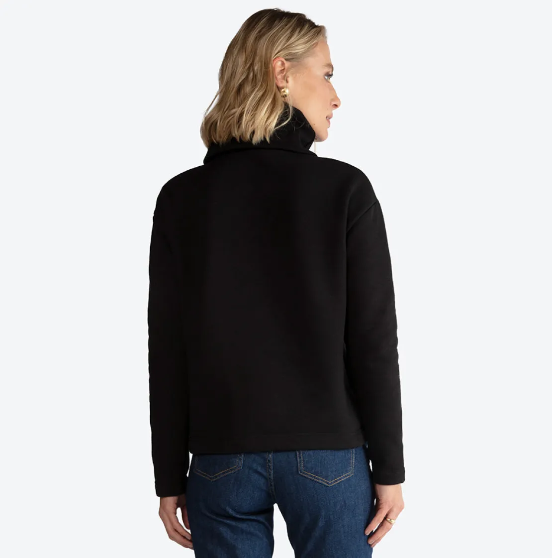 Moletons | Moletons>Basico.com Blusa Moletom Felpa Gola Rolê Feminina - Preto