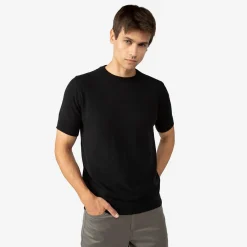 Tricot | Jaquetas E Casacos>Basico.com Blusa Tricot Manga Curta Masculina - Preto