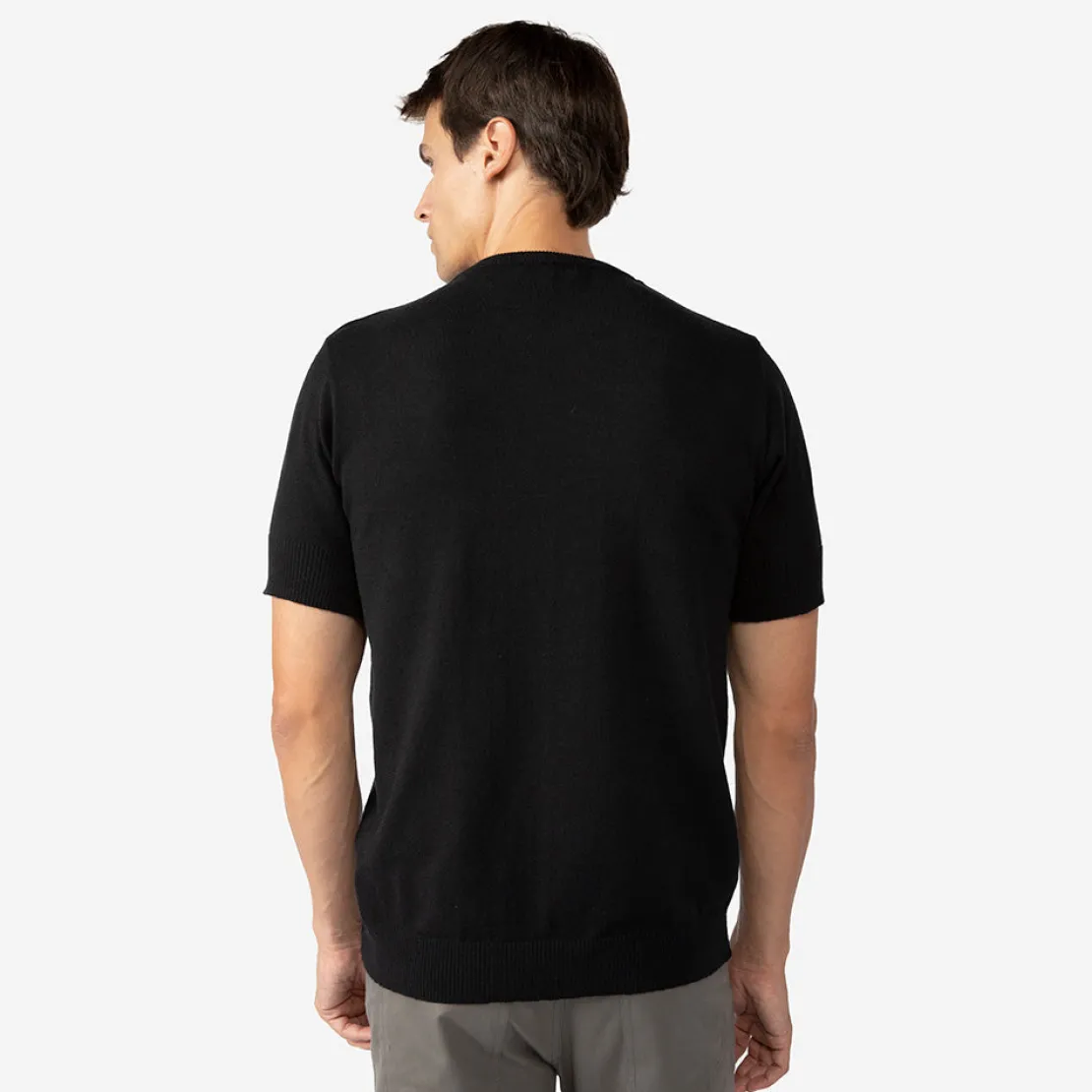 Tricot | Jaquetas E Casacos>Basico.com Blusa Tricot Manga Curta Masculina - Preto