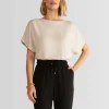 Blusas E Casacos | Viscose>Basico.com Blusa Viscose Cropped Feminina - Bege Areia