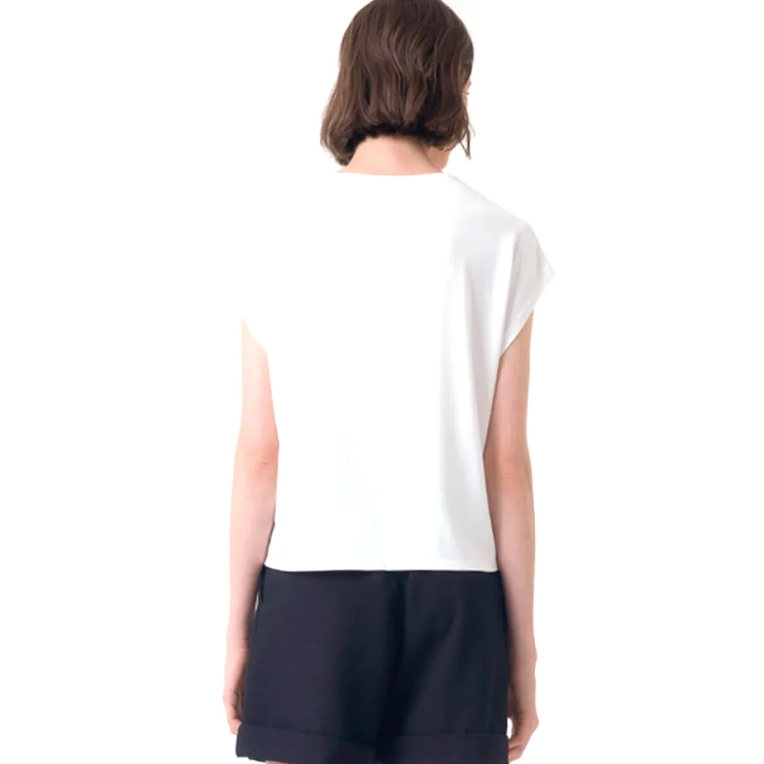 Blusas E Casacos>Basico.com Blusa Viscose Manga curta - Off White
