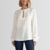 Blusas E Casacos>Basico.com Blusa Viscose Manga Longa - Off White