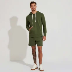 Linho | Jaquetas E Casacos>Basico.com Blusão Moletinho Stretch Linho Masculino - Verde Figo