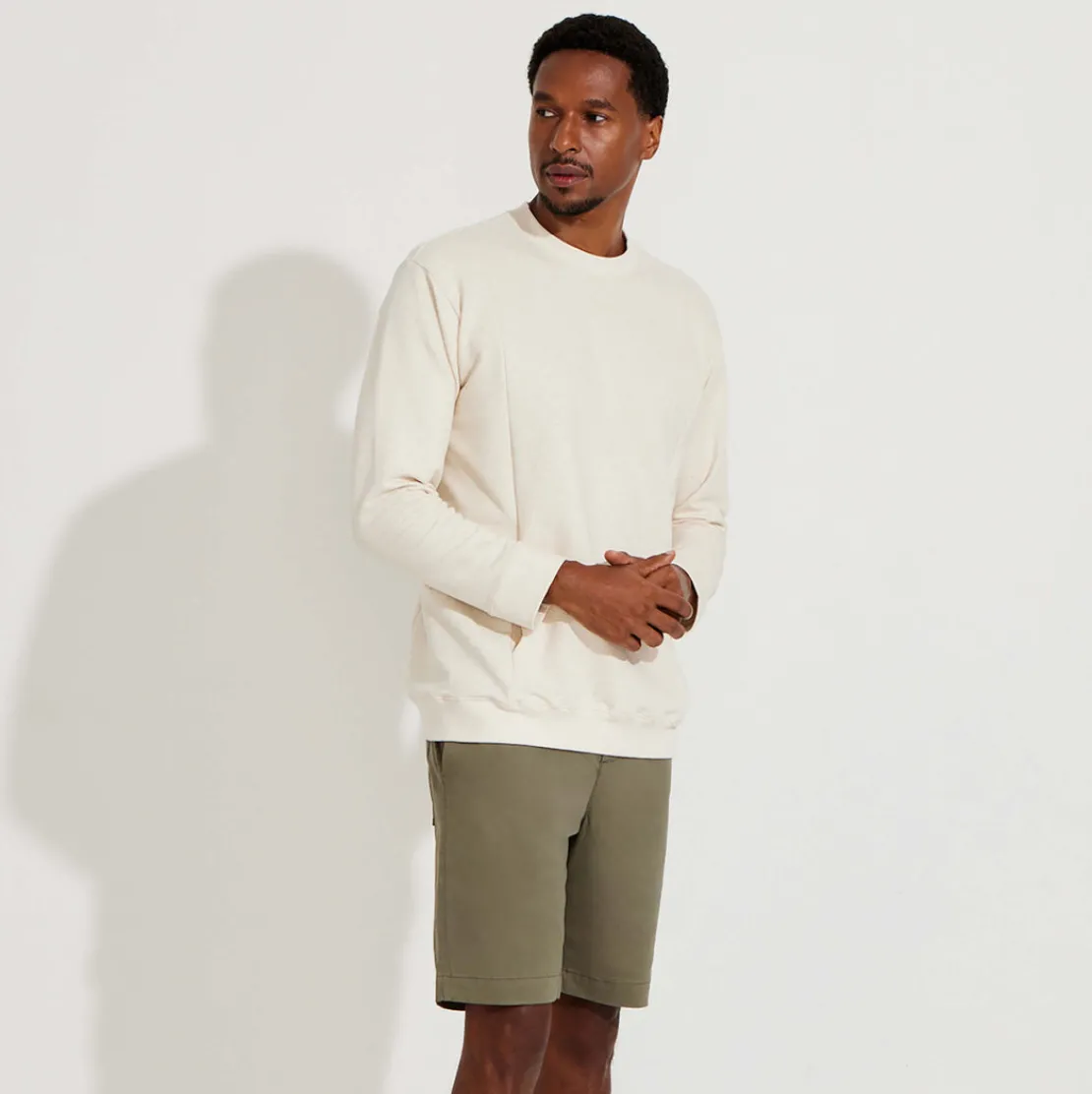 Blusas E Casacos | Linho>Basico.com Blusão Moletinho Stretch Linho Unissex - Natural