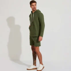 Linho | Jaquetas E Casacos>Basico.com Blusão Moletinho Stretch Linho Masculino - Verde Figo