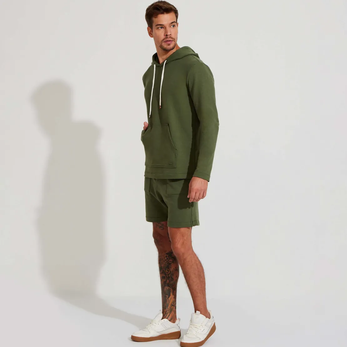 Linho | Jaquetas E Casacos>Basico.com Blusão Moletinho Stretch Linho Masculino - Verde Figo