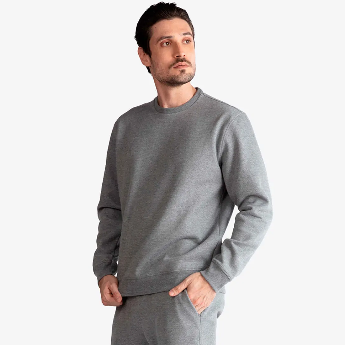 Blusas E Casacos | Moletons>Basico.com Blusão Moletom Flanelado - Mescla Escuro