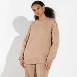 Blusas E Casacos | Moletons>Basico.com Blusão Moletom Flanelado - Bege Camel