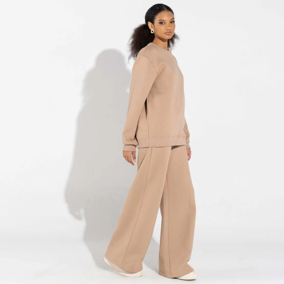 Blusas E Casacos | Moletons>Basico.com Blusão Moletom Flanelado - Bege Camel