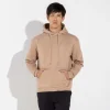Moletons | Moletons>Basico.com Blusão Moletom Flanelado Capuz - Bege Camel