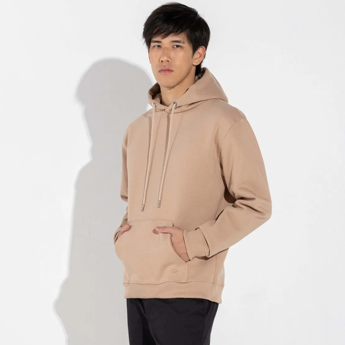 Moletons | Moletons>Basico.com Blusão Moletom Flanelado Capuz - Bege Camel