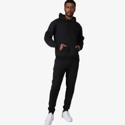 Blusas E Casacos | Moletons>Basico.com Blusão Moletom Flanelado Capuz - Preto