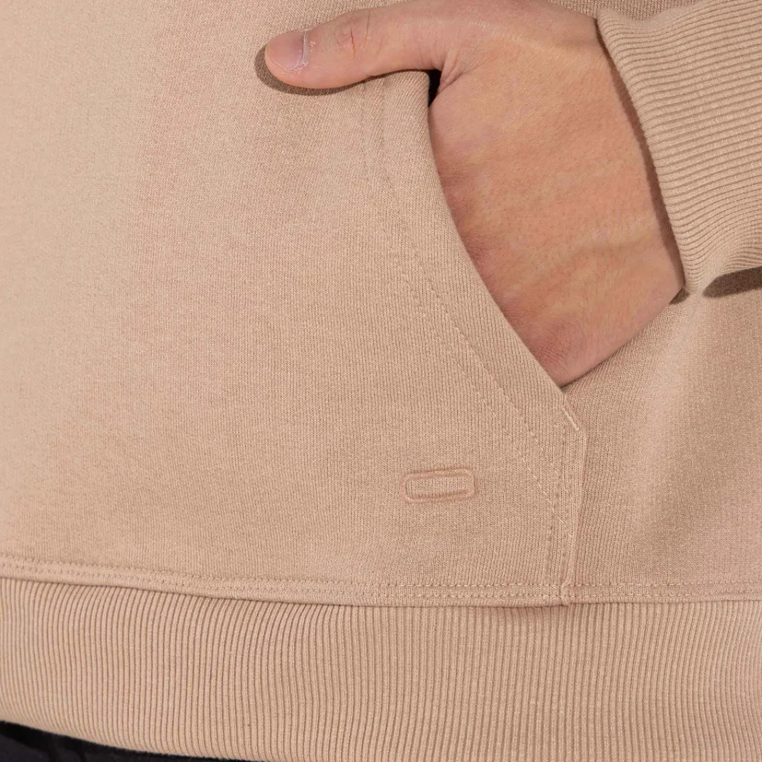 Moletons | Moletons>Basico.com Blusão Moletom Flanelado Capuz - Bege Camel