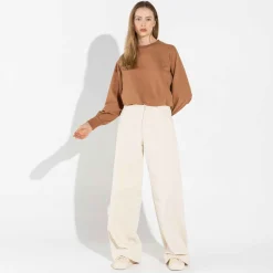 Blusas E Casacos | Moletons>Basico.com Blusão Moletom Leve Feminino - Ocre