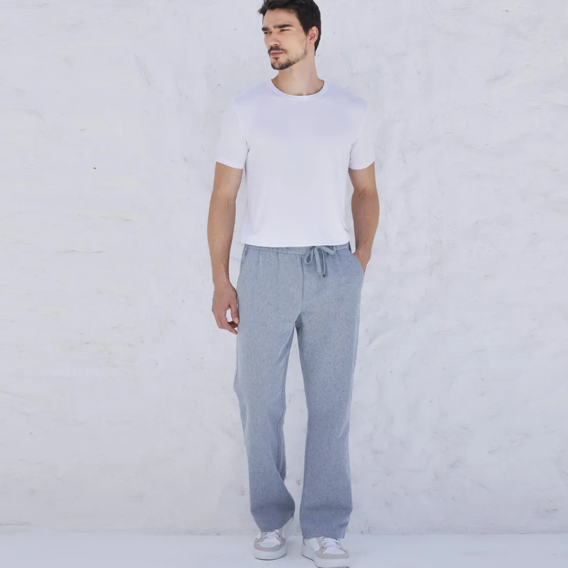 Calças E Bermudas>Basico.com Calça Algodão Eco Masculina - Azul Marinho
