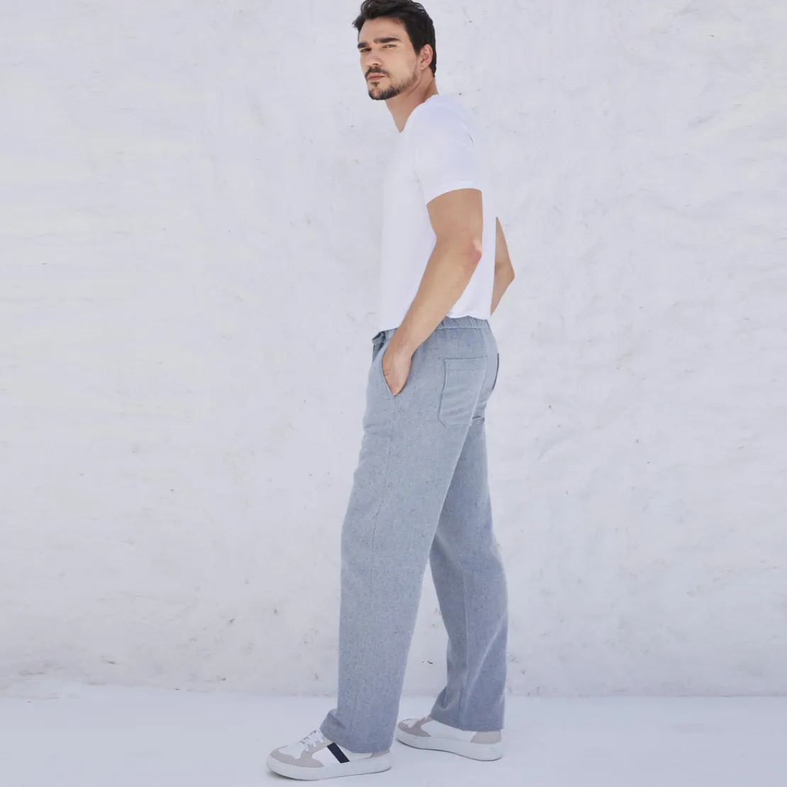 Calças E Bermudas>Basico.com Calça Algodão Eco Masculina - Azul Marinho