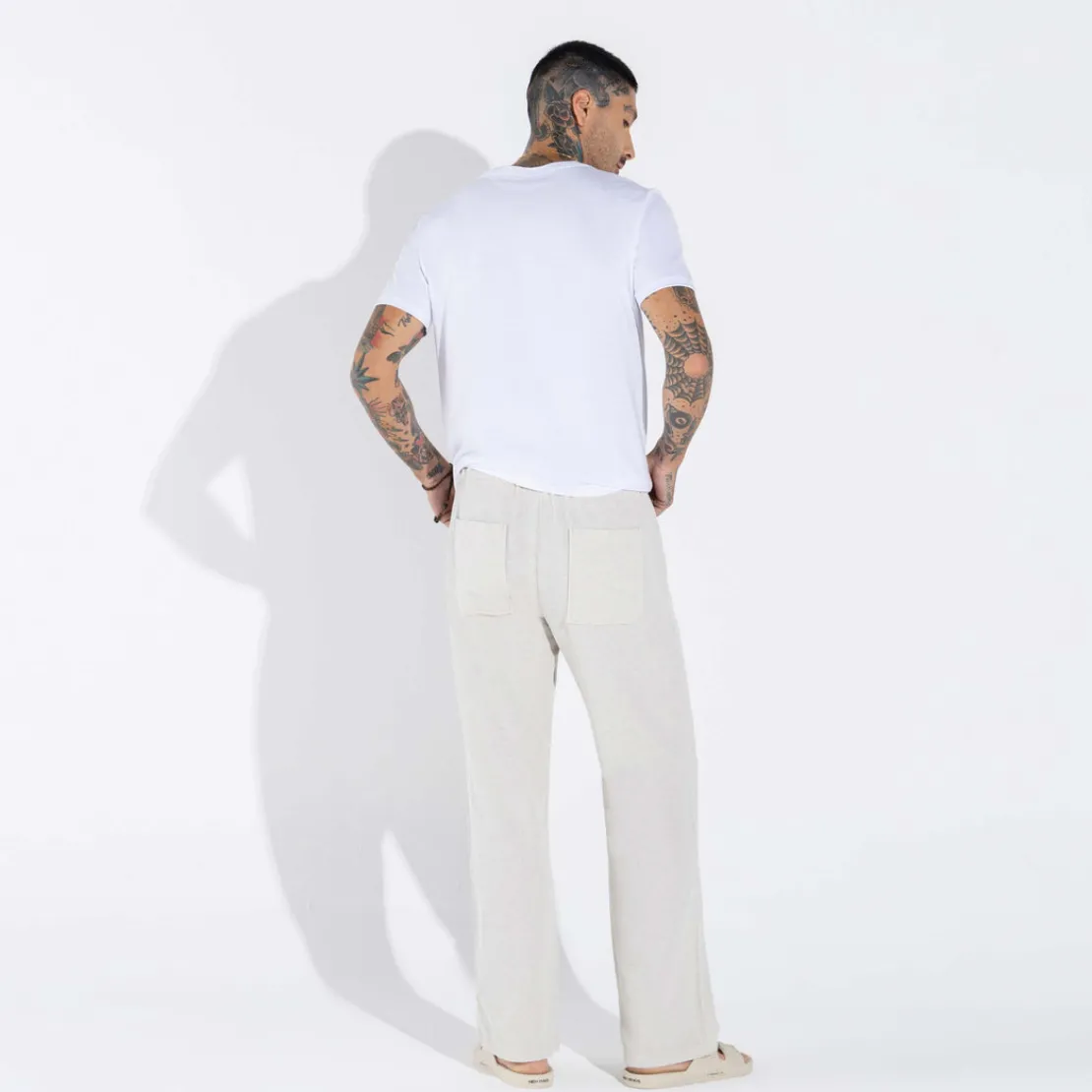 Calças E Bermudas>Basico.com Calça Algodão Eco Masculina - Bege Areia